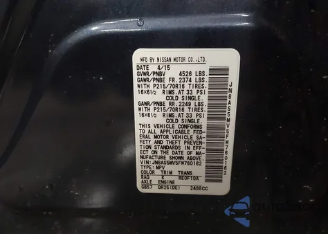 2015 Nissan Rogue Select S from USA, damaged, VIN JN8AS5MV5FW760162